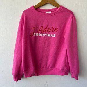 Wondershop Sweatshirt Girls Medium French J'adore Christmas Pink Pullover